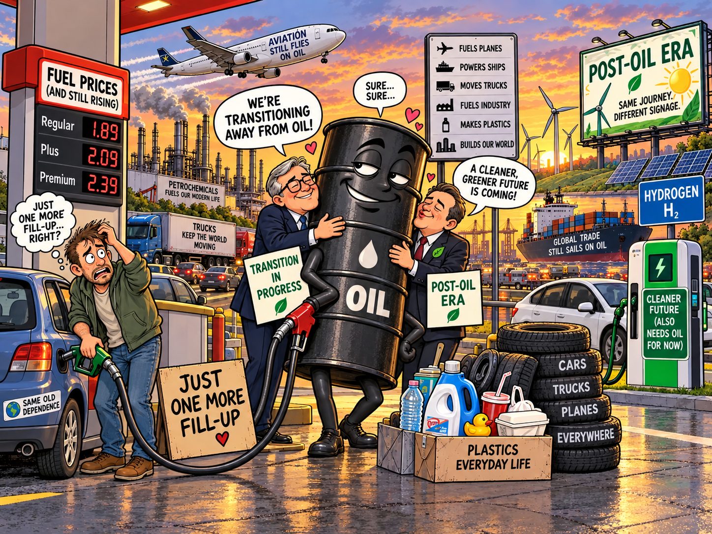 Ecological transition, oil dependence