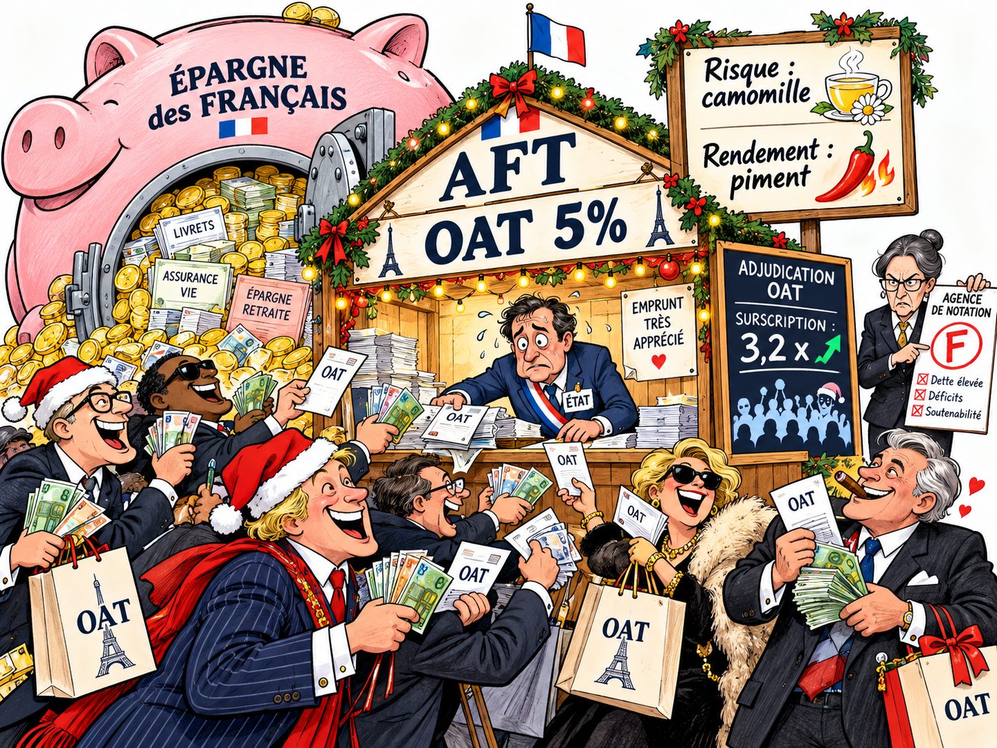 Banquiers ravis se ruant sur les OAT françaises à 5 %